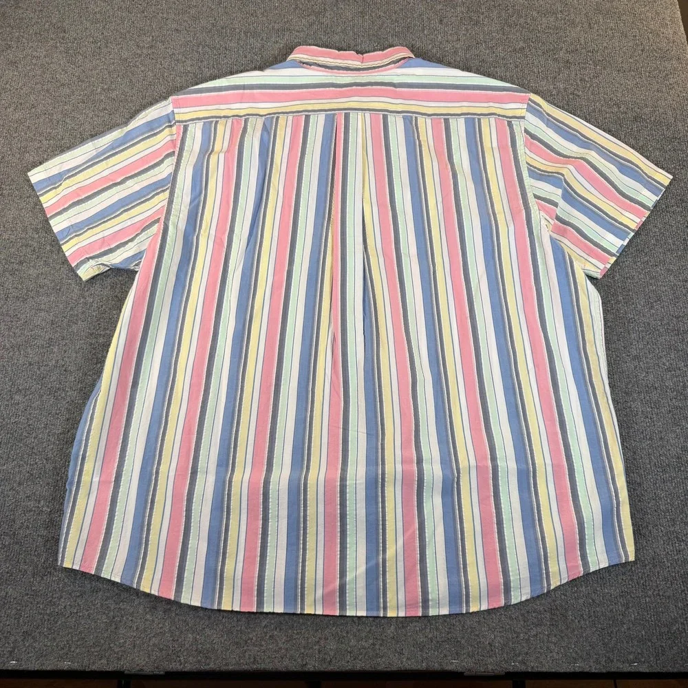 Roundtree & Yorke Mens XXL Vertical Stripe Short Sleeve Button Down NWT #3553 - Picture 3 of 7